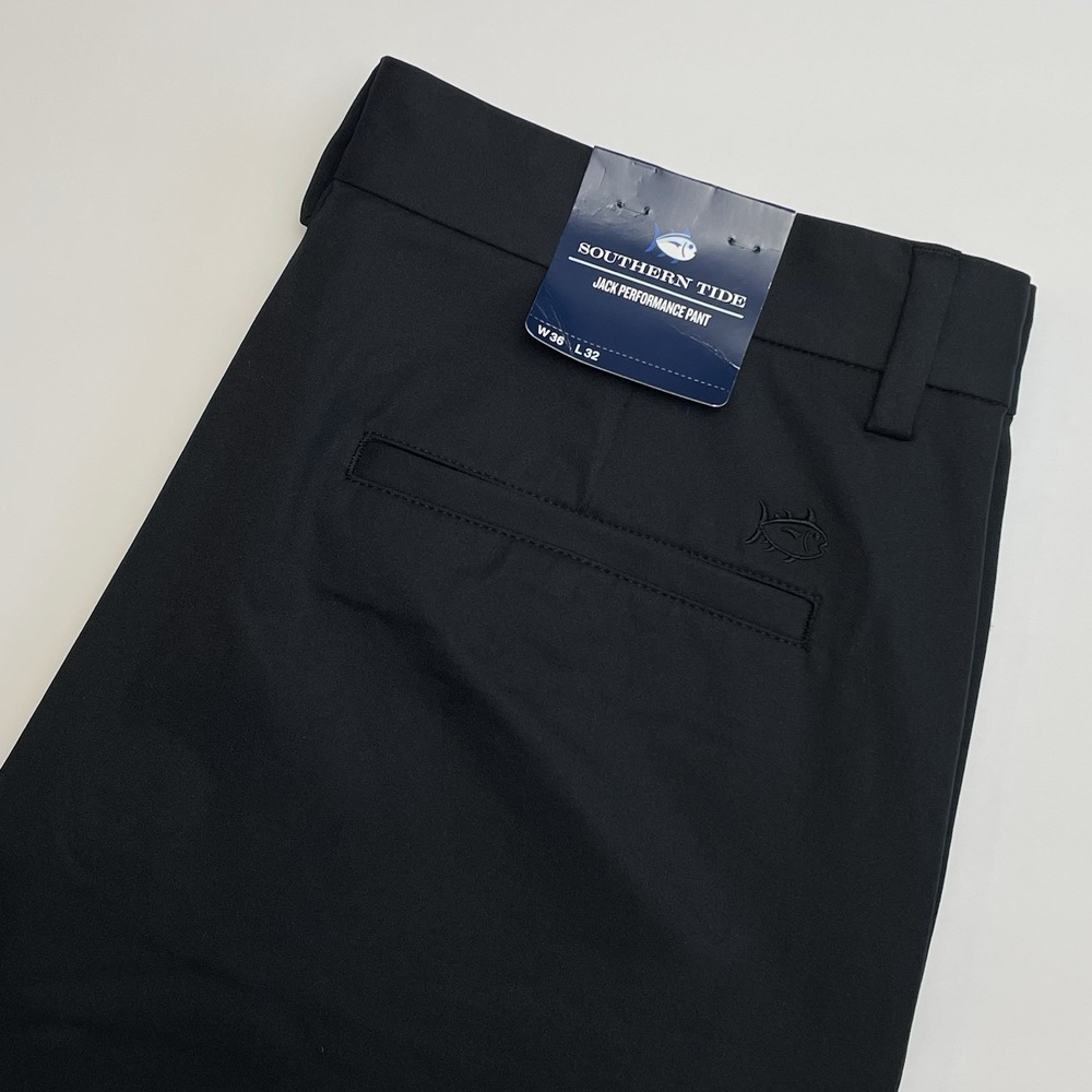 NEW Southern Tide Jack Performance Pants 36x32 Caviar Black Golf UV Protection